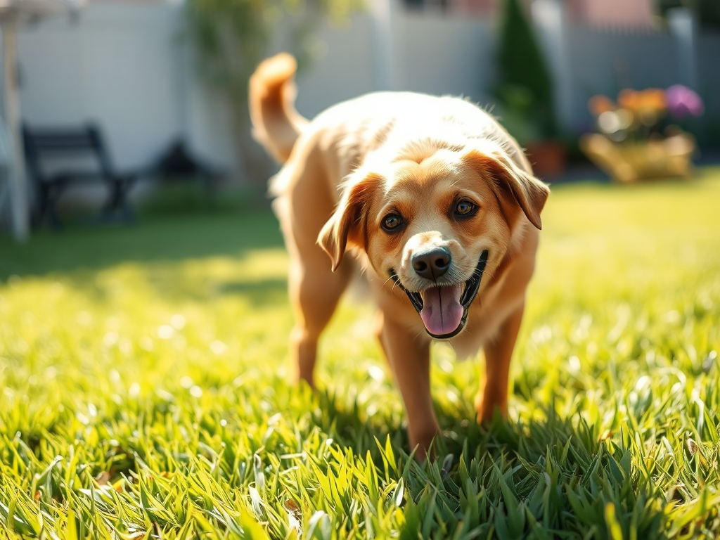 A brown dog eating green grass in a sunny backyard, illustrating the common question why does my dog eat grass. A brown dog eating green grass in a sunny backyard, illustrating the common question why does my dog eat grass.