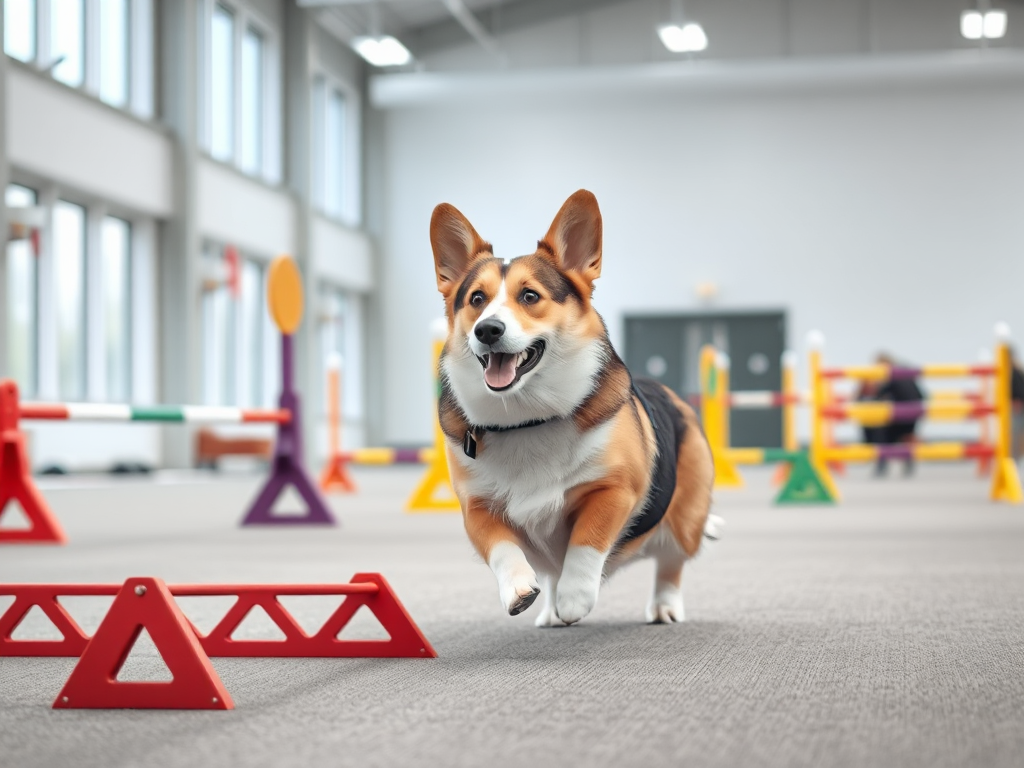 A Pembroke Welsh Corgi focused on completing an obstacle course during training, illustrating intelligence and trainability as ranked in breed comparisons. A Pembroke Welsh Corgi focused on completing an obstacle course during training, illustrating intelligence and trainability as ranked in breed comparisons.
