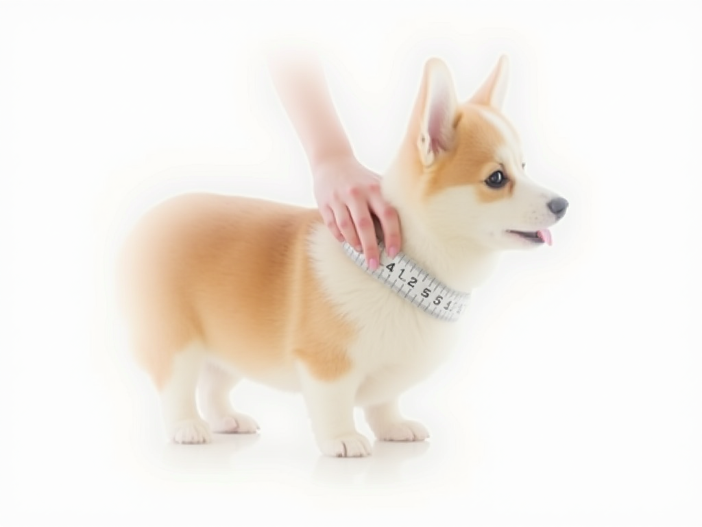 Pembroke Welsh Corgi breed standard illustration showing size and weight measurements on a clean white background.