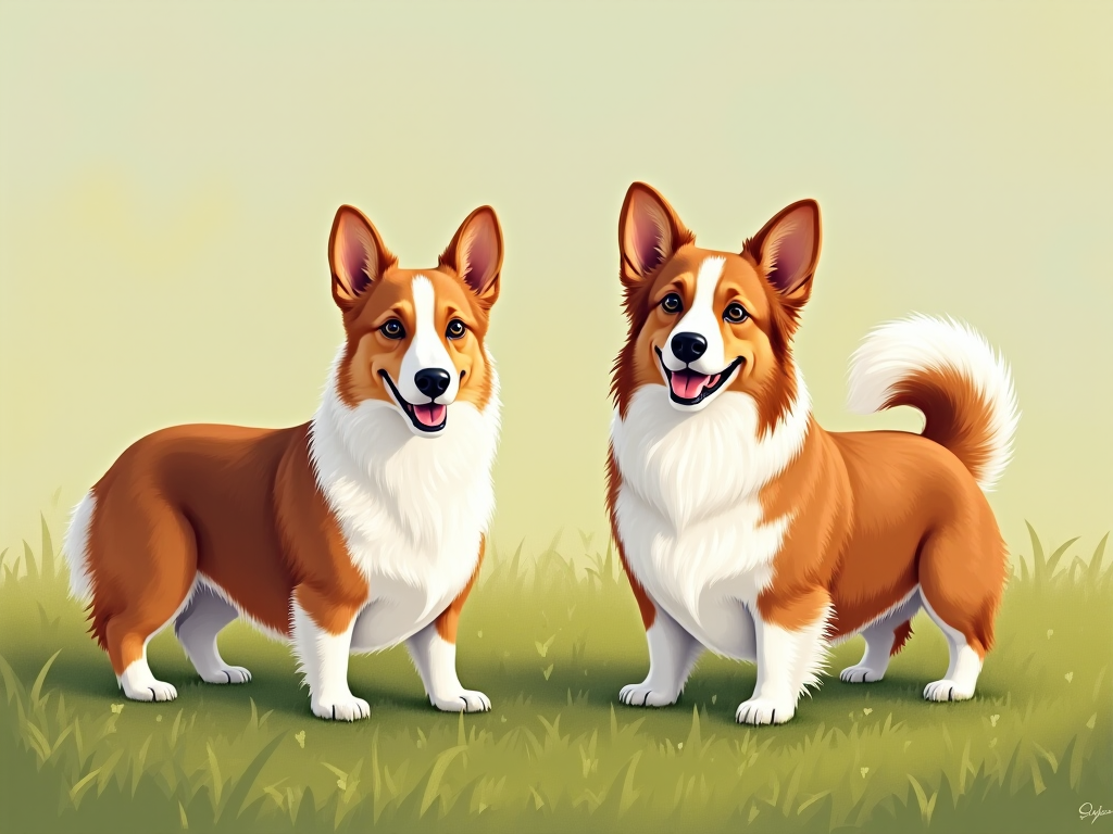 Side-by-side visual of Cardigan Welsh Corgi versus Pembroke Welsh Corgi, showing distinctions in body size, coat texture, and tail form for breed identification.