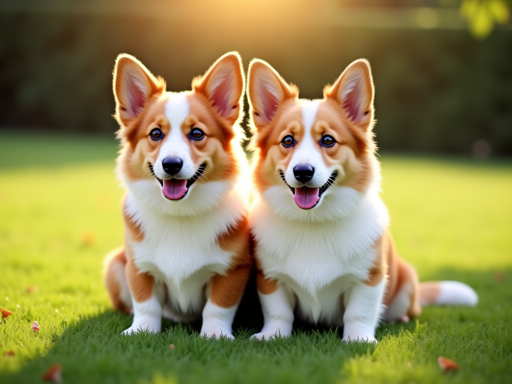 Two Welsh Corgis, a Pembroke and a Cardigan, positioned together outdoors in natural light to visually compare breed characteristics for pet owners.